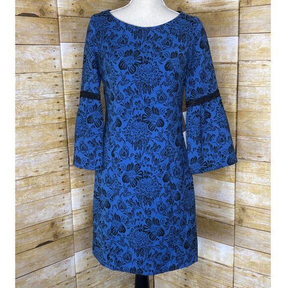 LAUNDRY BY SHELLI SEGAL FLORAL BELL SLEEVE SPECIAL OCCASION DRESS ATTIRE DRESS - Picture 1 of 5